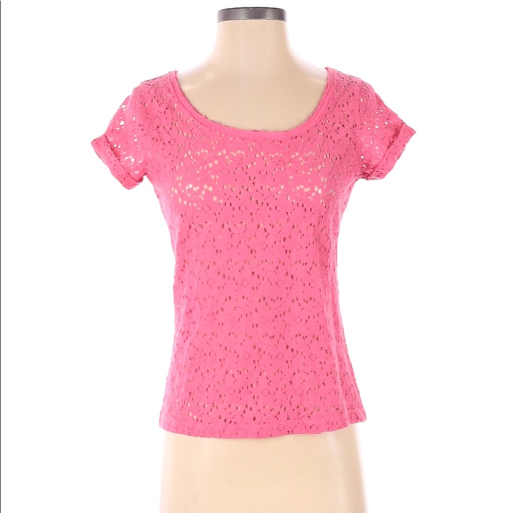 SO Short Sleeve Eyelet Shirt Pink Size S